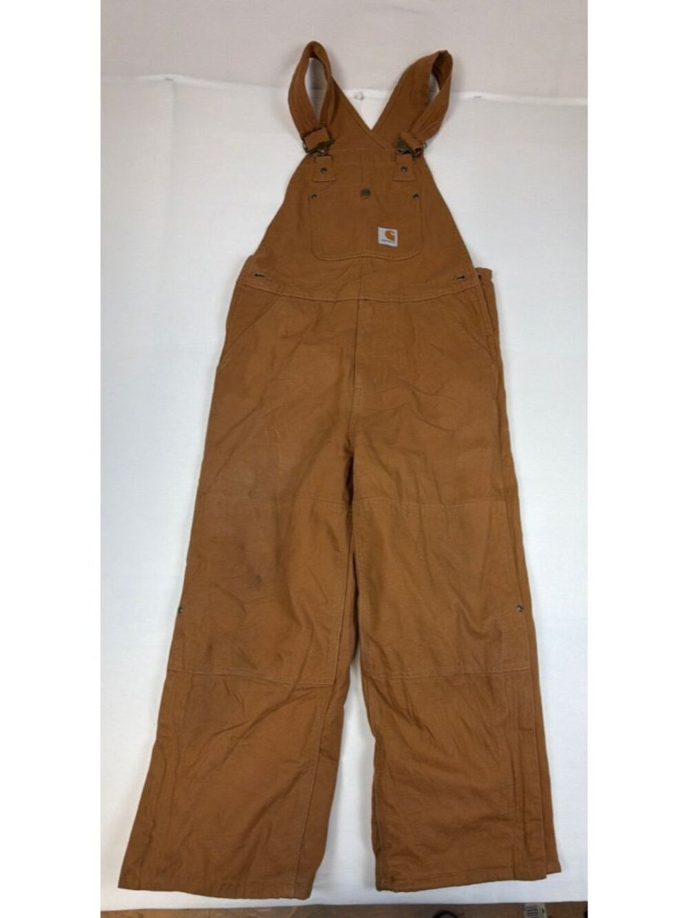 Carhartt Boys 10 Quilt Lined Brown Duck Canvas Double Knee Bib Overalls